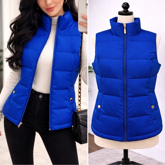 Charter Club Jackets & Blazers - 058 Charter Club | NWOT Royal Blue Quilted Zip-Front Puffer Vest (Size S/M)